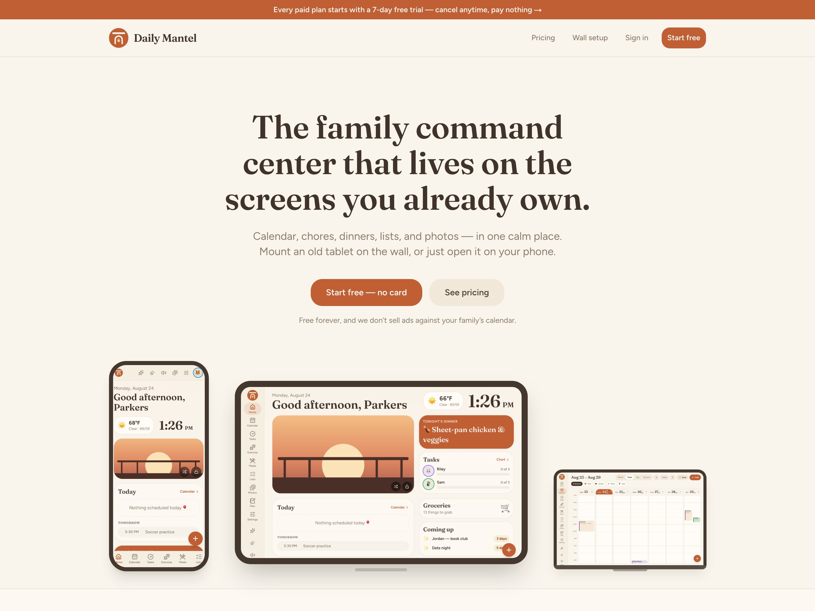 Daily Mantel — live website screenshot