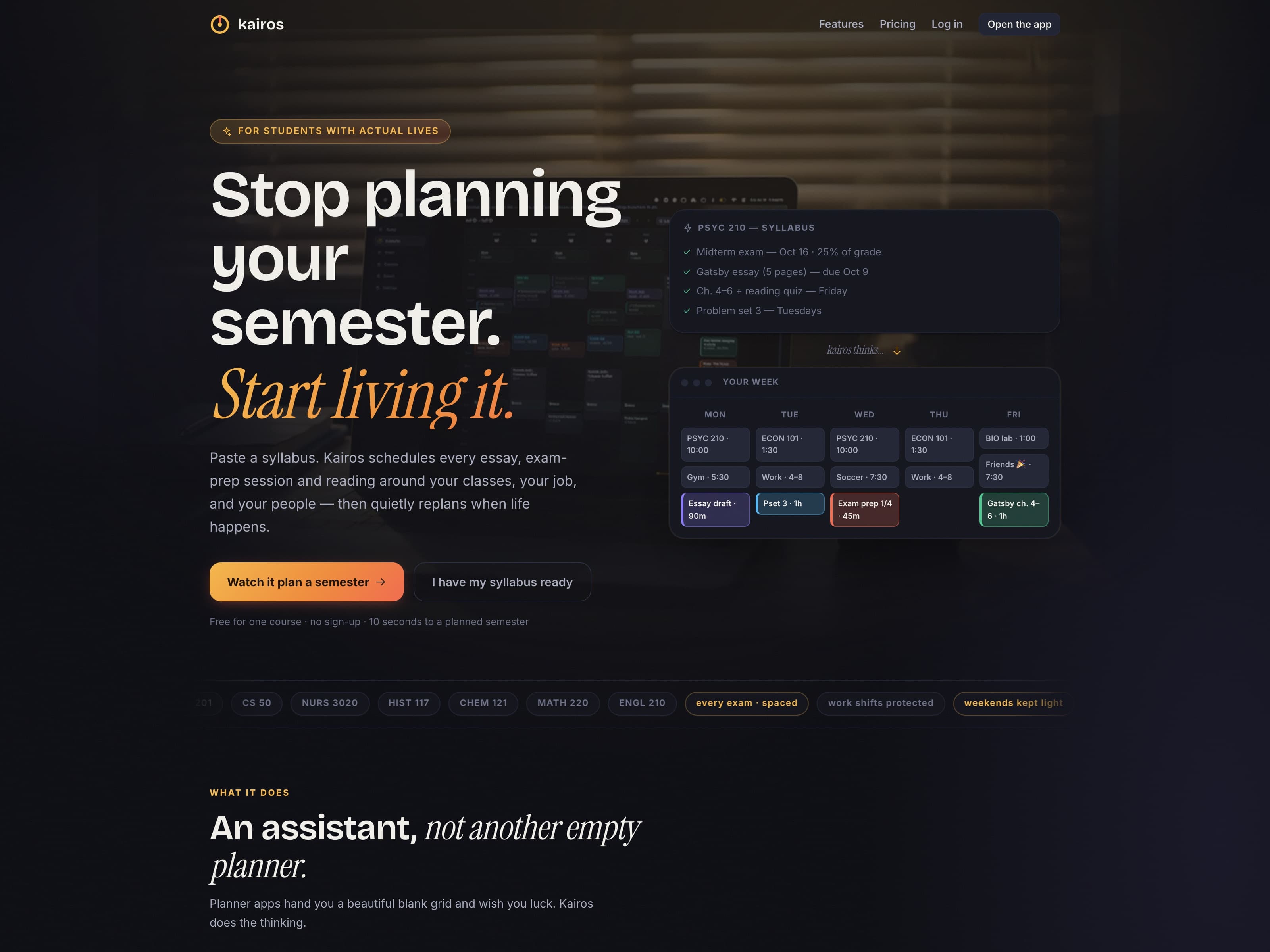 Kairos — live website screenshot